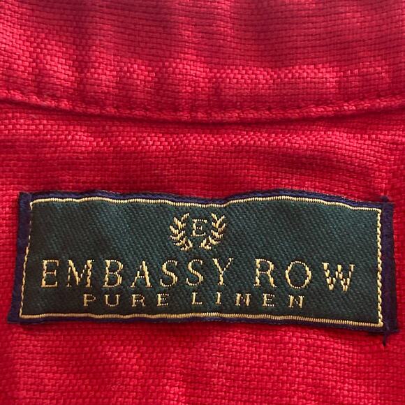 Embassy Row Pure Linen Red Sleeveless Maxi Shirt Dress Sz 10 Mandarin Collar - Picture 7 of 9